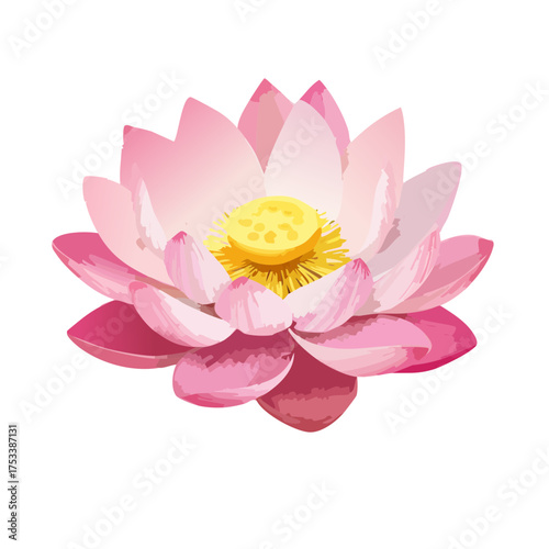 Elegant Pink Lotus Flower Illustration Symbolizing Peace, Purity, and Spiritual Awakening, Ideal for Design Projects Requiring Natural Beauty and Serene Aesthetics
