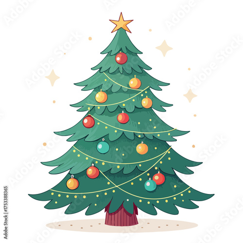 A decorated evergreen tree symbolizing joy lights gifts and holiday festive spirit
