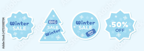 Set of winter sale stickers. Vector illustration