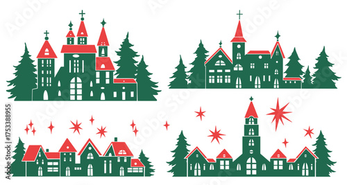 Festive Christmas village scene