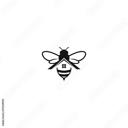 Silhouette of a bee with house roof