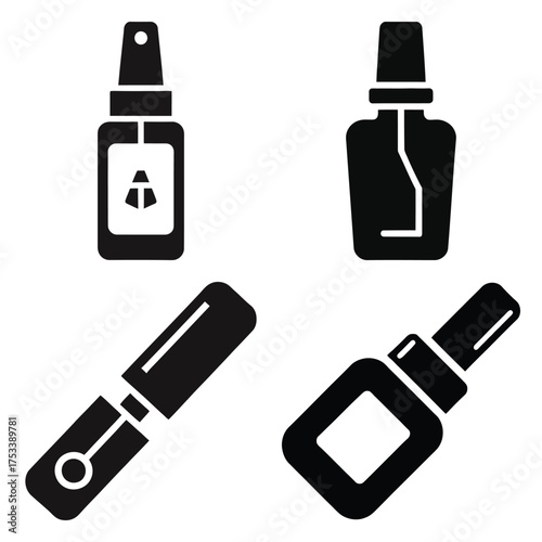 nail polish remover Line art Icon Set, Vector illustration silhouette Makeup & Beauty vector icon set