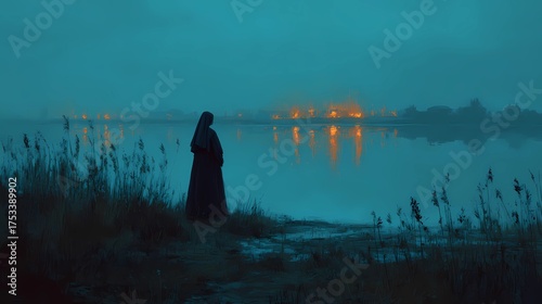 A haunting Slavic nun stands in silence, her presence bridging faith, myth, and the darker side of spirituality.