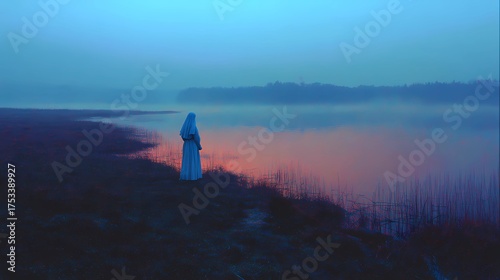A haunting Slavic nun stands in silence, her presence bridging faith, myth, and the darker side of spirituality.