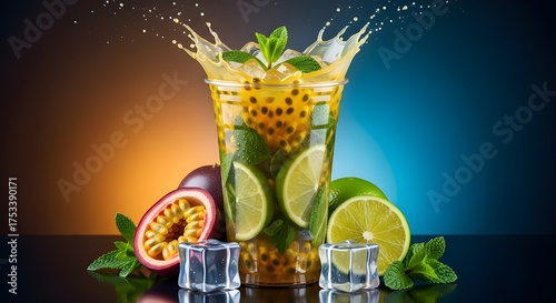 Sparkling Passion Fruit Mojito with Exotic Garnish