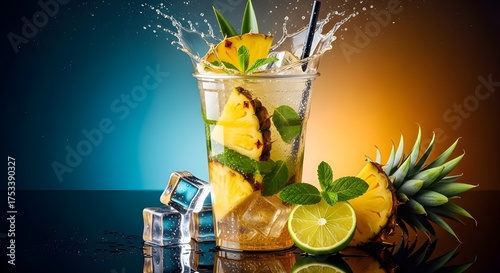 Sparkling Pineapple Mojito with Exotic Garnish