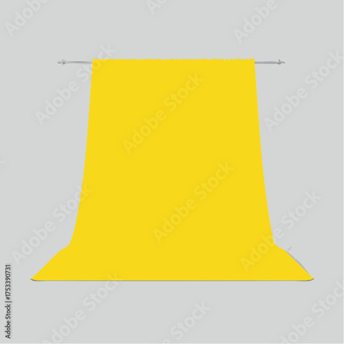 Cartoon bathroom element yellow color towel bath time in flat style vector illustration mockup for
3