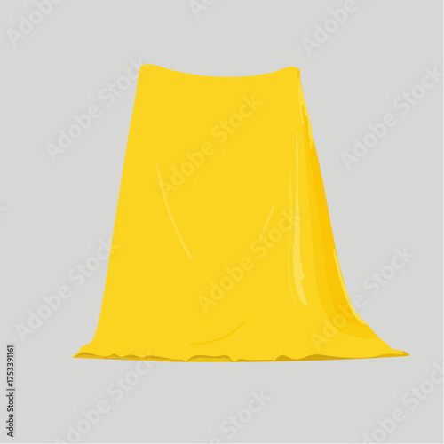 Cartoon bathroom element yellow color towel bath time in flat style vector illustration mockup for
1