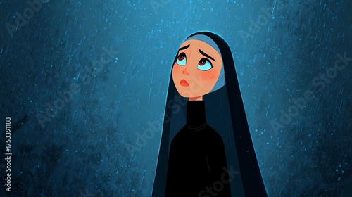 A haunting Slavic nun stands in silence, her presence bridging faith, myth, and the darker side of spirituality.