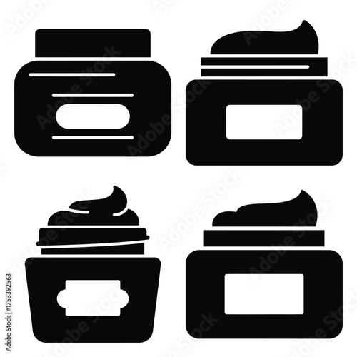 face cream jar Line art Icon Set, Vector illustration silhouette Makeup & Beauty vector icon set