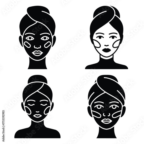 facial treatment minimal Line art Icon Set, Vector illustration silhouette Makeup & Beauty vector icon set