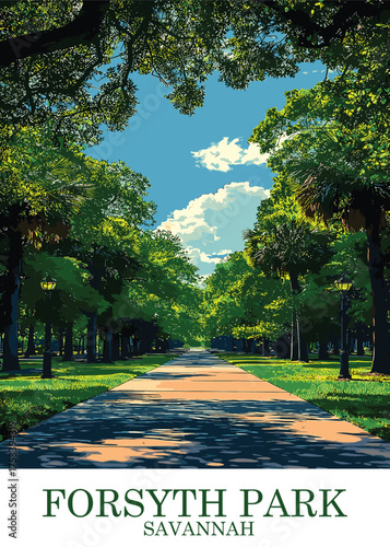 Find Serenity and Natural Beauty in Forsyth Park, Savannah: Lush Greenery, Tranquil Pathways, and Urban Oasis for Editorial Travel Photography