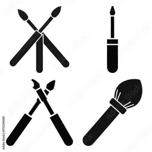 makeup applicator minimal Line art Icon Set, Vector illustration silhouette Makeup & Beauty vector icon set