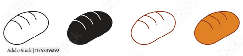 Bread icon set, bread loaf symbol. Vector illustration .