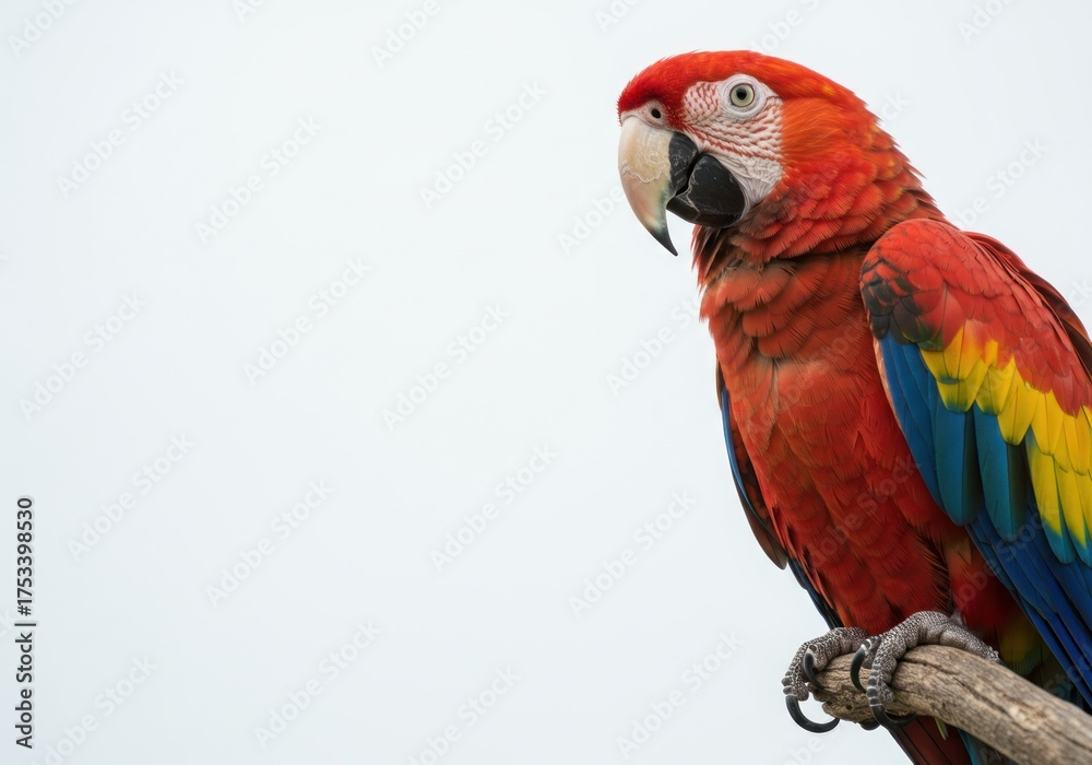 Fototapeta premium Colorful Parrot Perched on Branch in Bright Natural Light