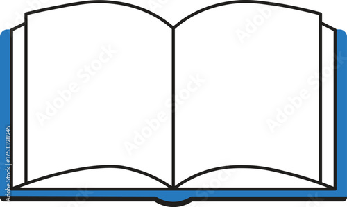 Open book with blank white pages and blue cover blank pages