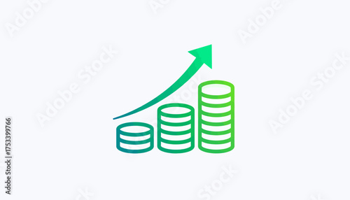 Financial Growth Upward Arrow with Stacks of Coins Symbolizing Increased Profits