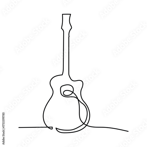 design vector continuous line drawn guitar musical instrument
