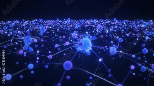 Abstract network of glowing blue nodes connected by luminous lines in deep space.