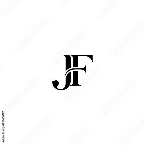 Elegant monogram 'JF' in black, intertwining script