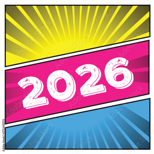 New Year greeting card. Red numbers 2026