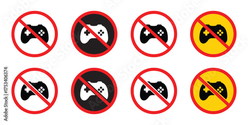 No game Simple vector icons illustration. Gaming Restriction Icon. No Allowed Gamepad Control vector Sign