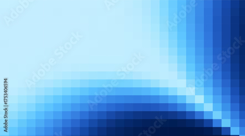 Abstract mosaic background showcases varied shades of blue, creating a pixelated gradient with square shapes in a cool, calming minimalist design perfect for modern visuals