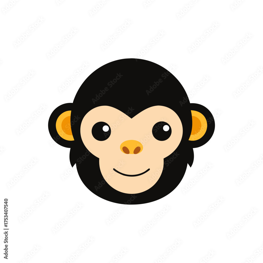 Fototapeta premium chimpanzee head icon clipart vector on transparent background