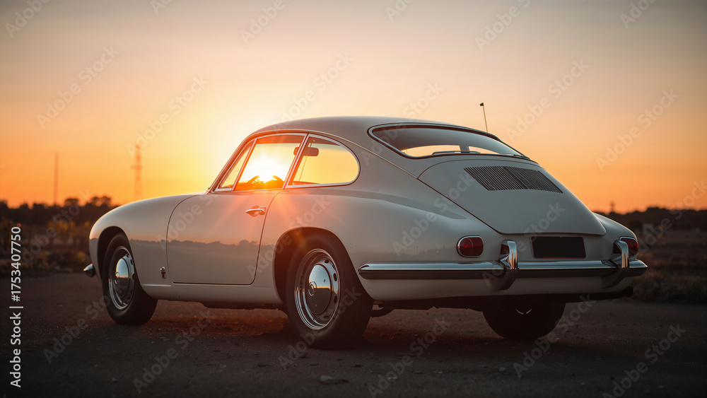 Fototapeta premium Classic Automobile Glowing in the Sunset