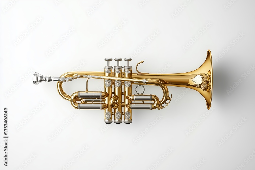 Obraz premium a trumpet musical instrument isolated over white background