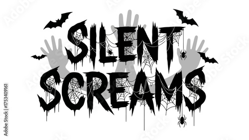 Silent Screams Illustration: A chilling monochrome illustration that whispers of horror and suspense. Capturing the essence of fear and the unknown.