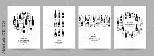 Christmas Card Set - hand drawn cocktail party