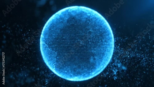 Wallpaper Mural Glowing Blue Sphere with Particle Explosion looped Torontodigital.ca