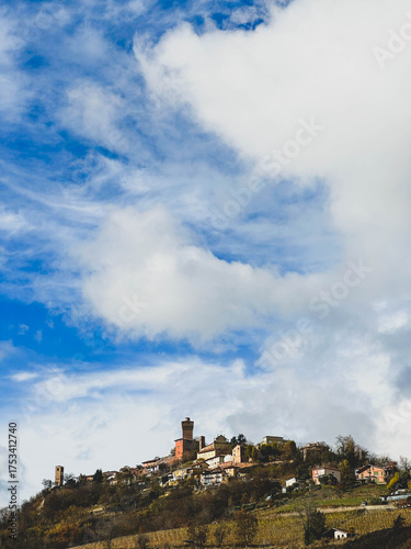 Cityscape of Monticello d'Alba on the hill