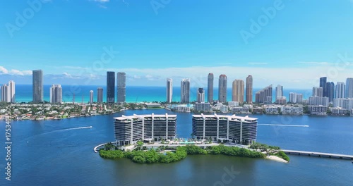 Miami Beach, Sunny Isles and Island Estates drive aerial view, 4K video