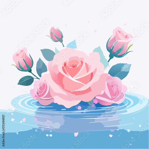 Rosenblüten auf nassem Aquarellpapier – leicht verlaufend