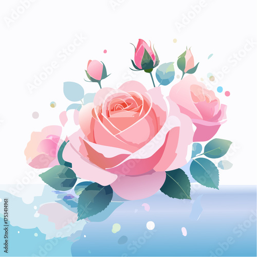 Rosenblüten auf nassem Aquarellpapier – leicht verlaufend