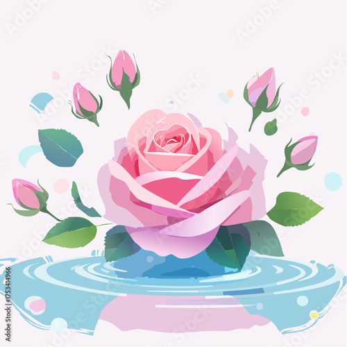 Rosenblüten auf nassem Aquarellpapier – leicht verlaufend