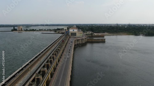 Wallpaper Mural Cinematic 4K aerial footage of the Kakhovka Hydroelectric Power Plant and the Dnipro River reservoir, filmed in summer 2021 before its destruction. Captured by drone, this video shows a wide panoramic Torontodigital.ca