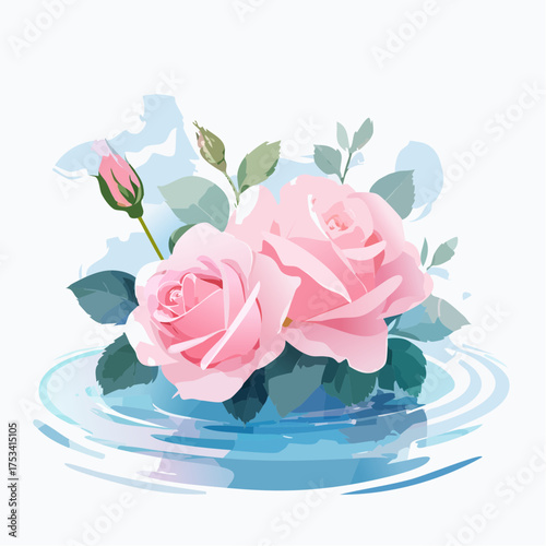 Rosenblüten auf nassem Aquarellpapier – leicht verlaufend