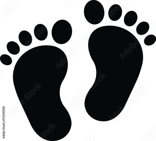 “Black Footprint Silhouette Icon Isolated on White Background”
