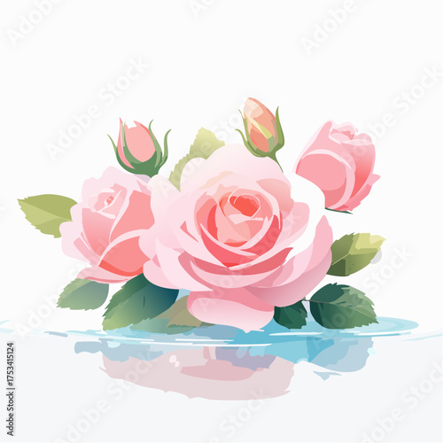 Rosenblüten auf nassem Aquarellpapier – leicht verlaufend