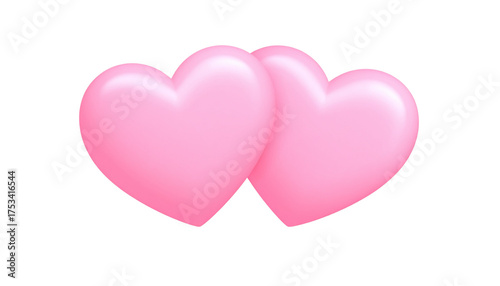 Two pastel pink heart symbols isolated on transparent background