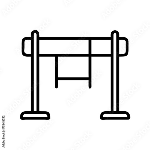 Simple outline of a gymnastic parallel bars in black and white. Hurdle bar  