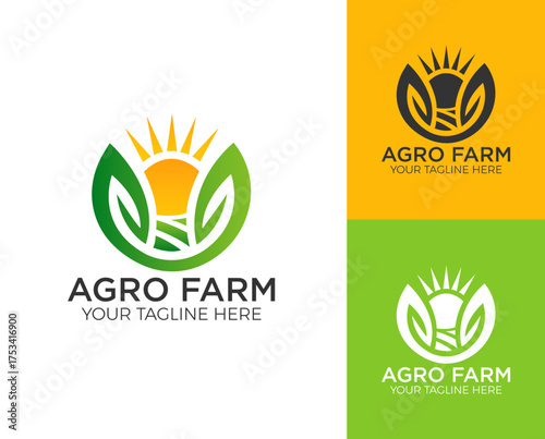 Agriculture logo and agro farm green logo template vector design