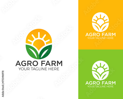 Agriculture logo and agro farm green logo template vector design