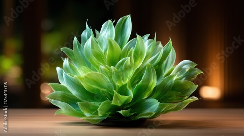 A stunning arrangement of lush green leaves, reflecting the beauty of nature and bringing a sense of calm and tranquility into any living space or environment.