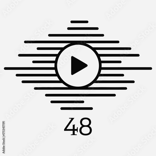 Play Button with sound wave design and the number 48 underneath