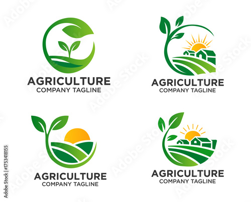 Agriculture logo and agro farm green logo template vector design