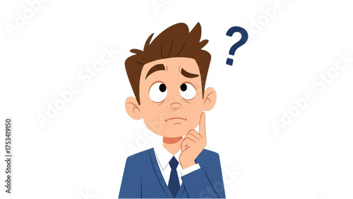 Confused Man Contemplating a Question A Vector Illustration of Doubt and Uncertainty